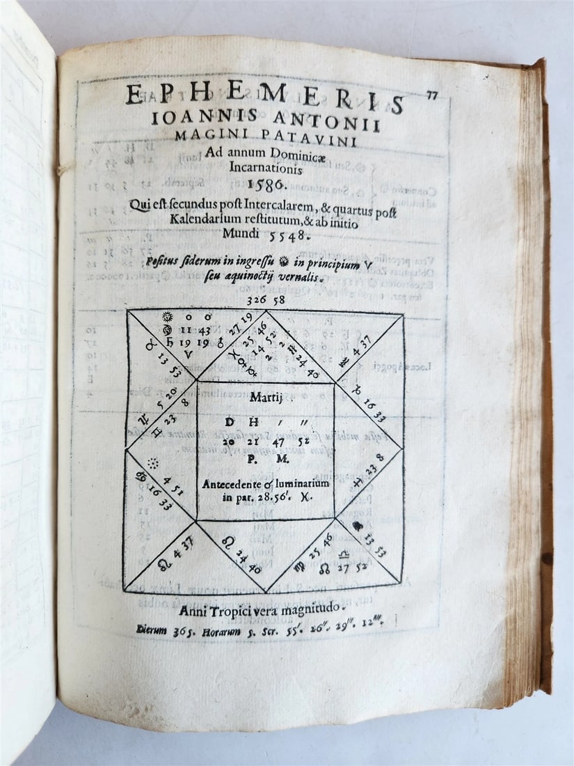 1582 ASTRONOMY & ASTROLOGY Ephemerides Coelestium Motuum ANTIQUE 2 vellum vols - 20