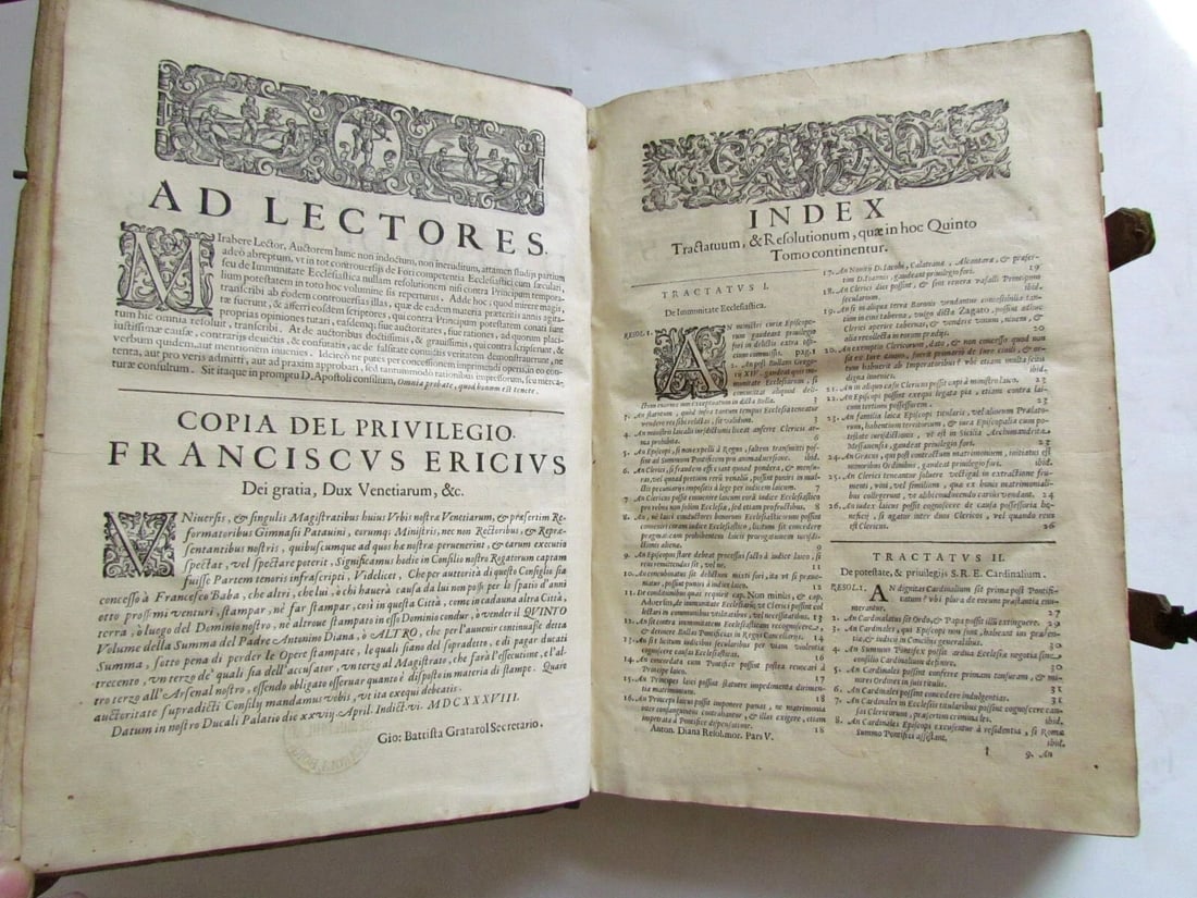 1640s ANTIQUE BLINDSTAMP PIGSKIN FOLIO ANTONINI DIANA Resolutionum Moralium - 4