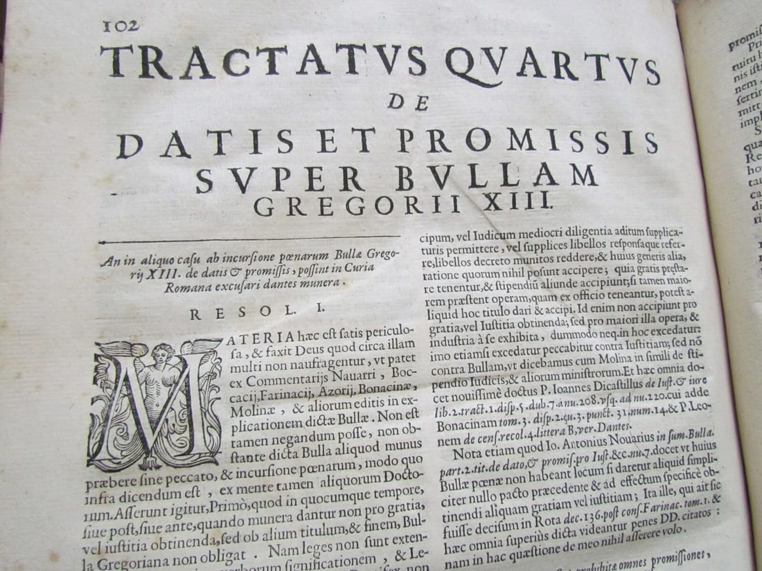 1640s ANTIQUE BLINDSTAMP PIGSKIN FOLIO ANTONINI DIANA Resolutionum Moralium - 6