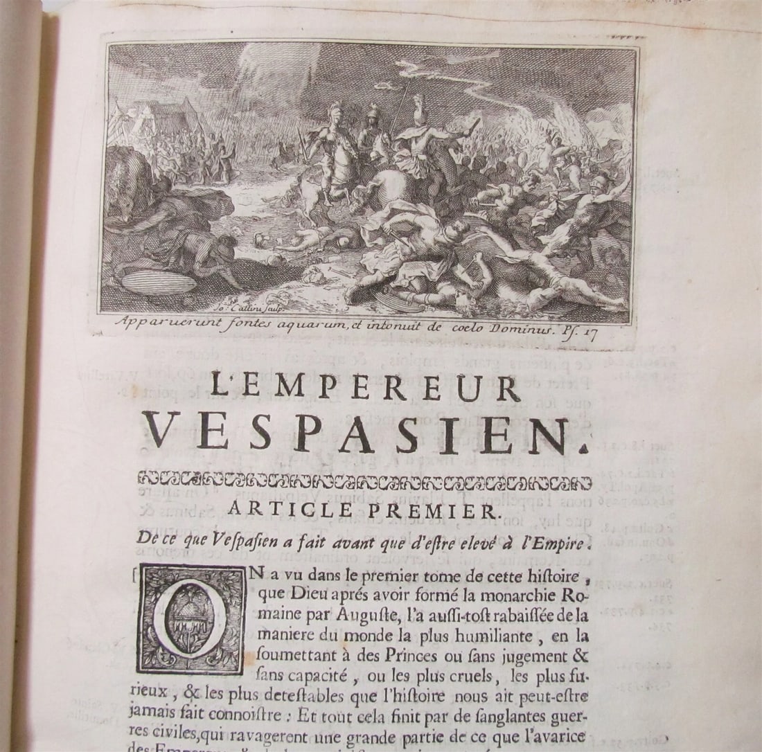 1732 6 VOLUMES HISTORY of EMPERORS & PRINCES VELLUM BINDINGS in FRENCH antique - 10