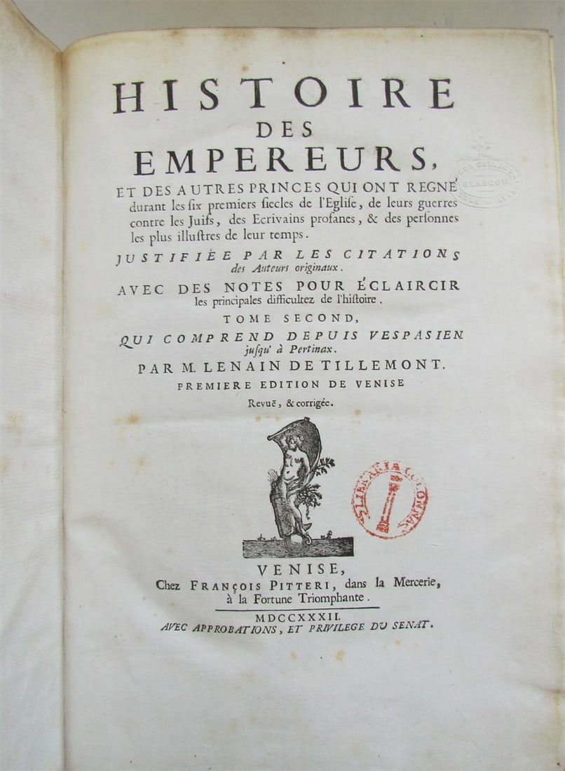 1732 6 VOLUMES HISTORY of EMPERORS & PRINCES VELLUM BINDINGS in FRENCH antique - 3