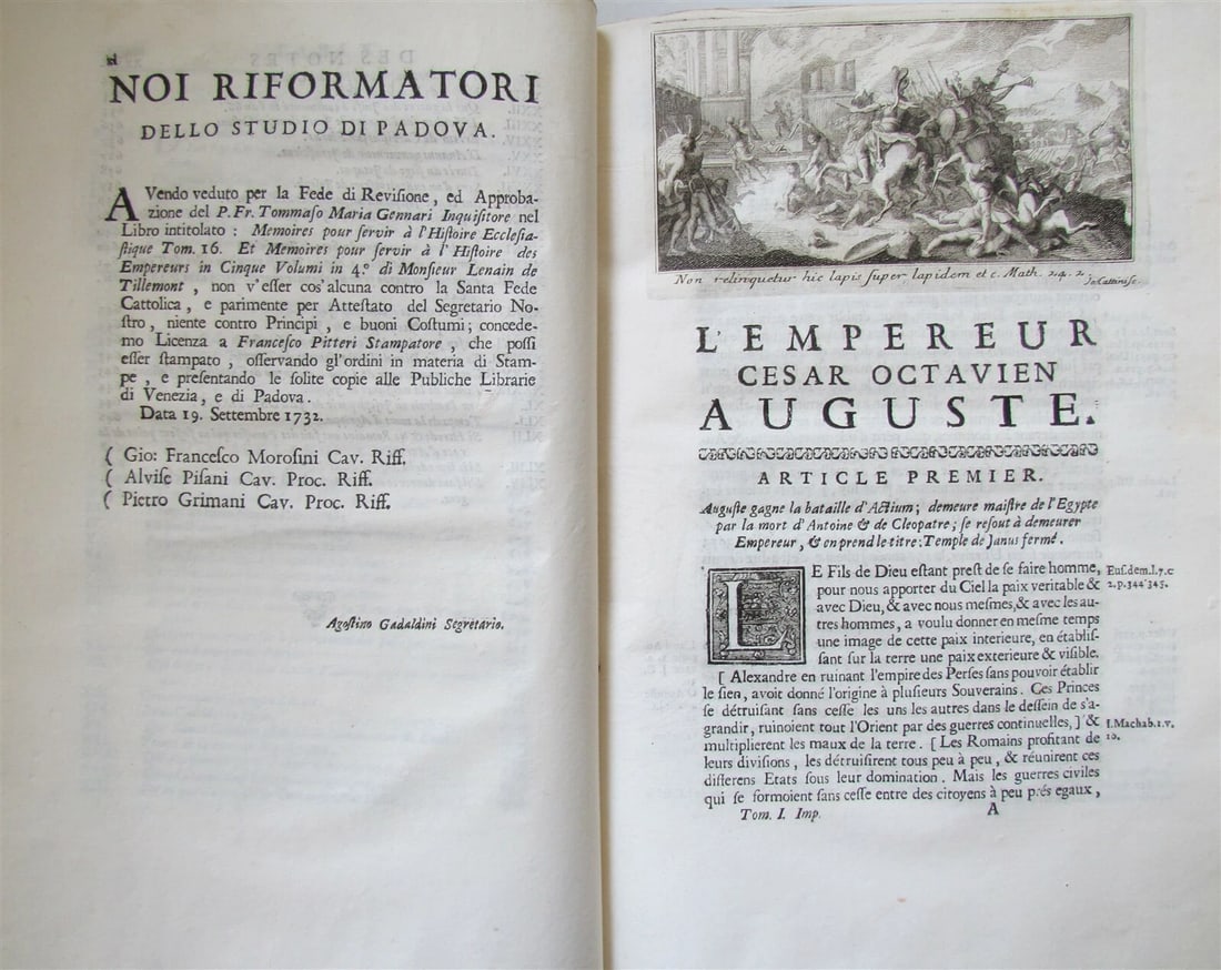 1732 6 VOLUMES HISTORY of EMPERORS & PRINCES VELLUM BINDINGS in FRENCH antique - 5