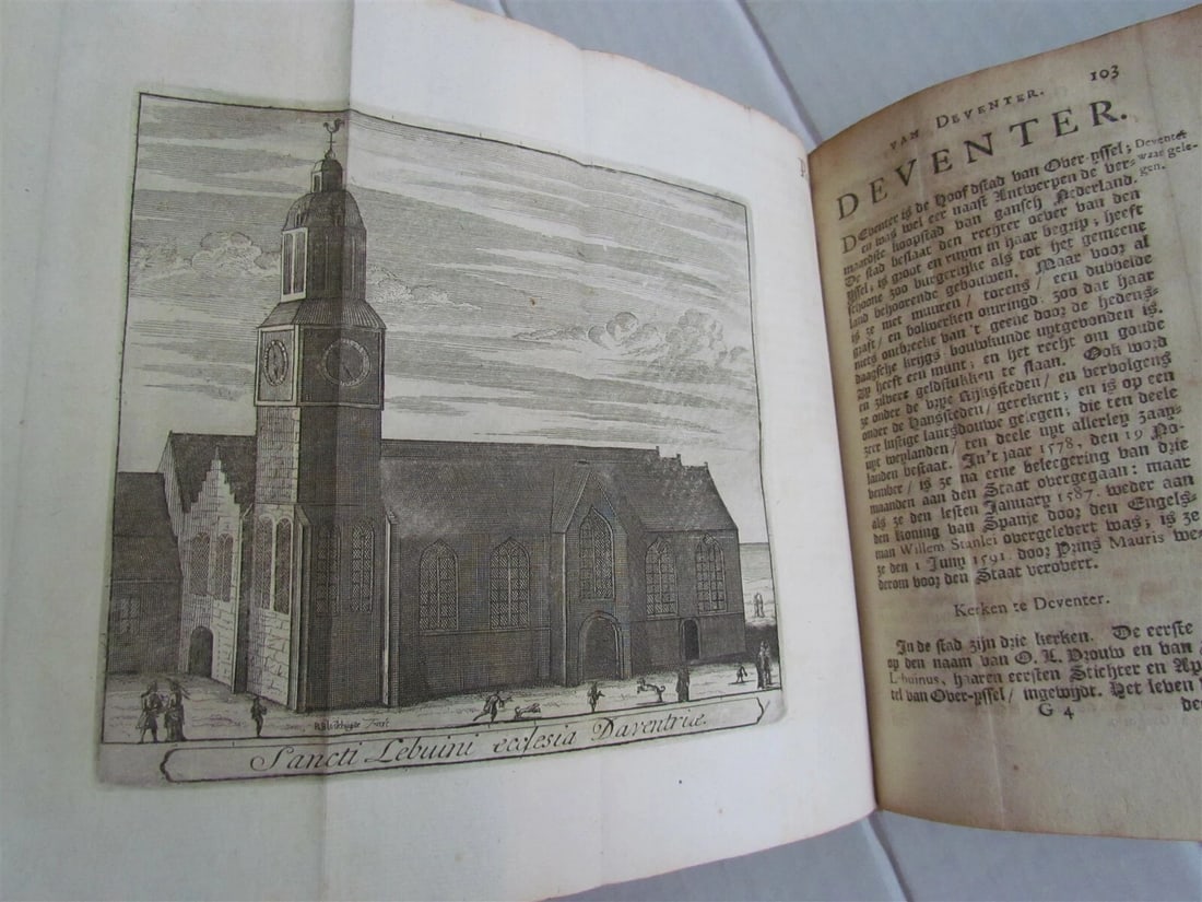 1725 2 volumes History & Antiquities of DEVENTER NETHERLANDS antique VELLUM - 8