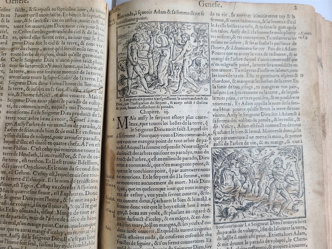1550 BIBLE in FRENCH LOUVAIN ILLUSTRATED 16th CENTURY antique FOLIO rare - 4
