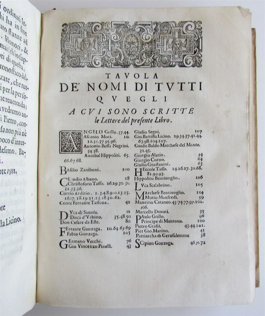 1588 Delle lettere familiari del sig. TORQUATO TASSO antique vellum 16th century - 12