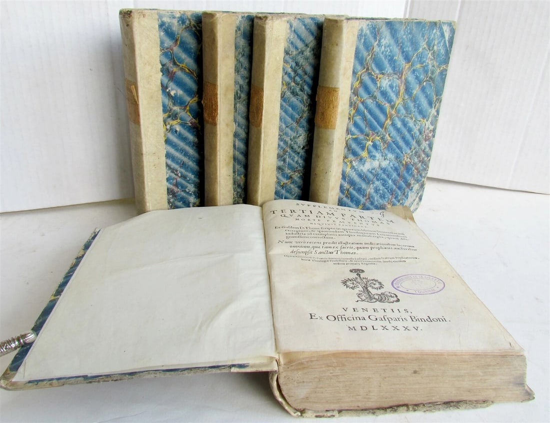 1585-86 5 VOLUMES THOMAS AQUINAS antique Summa totius Theologiae (1 of 12)
