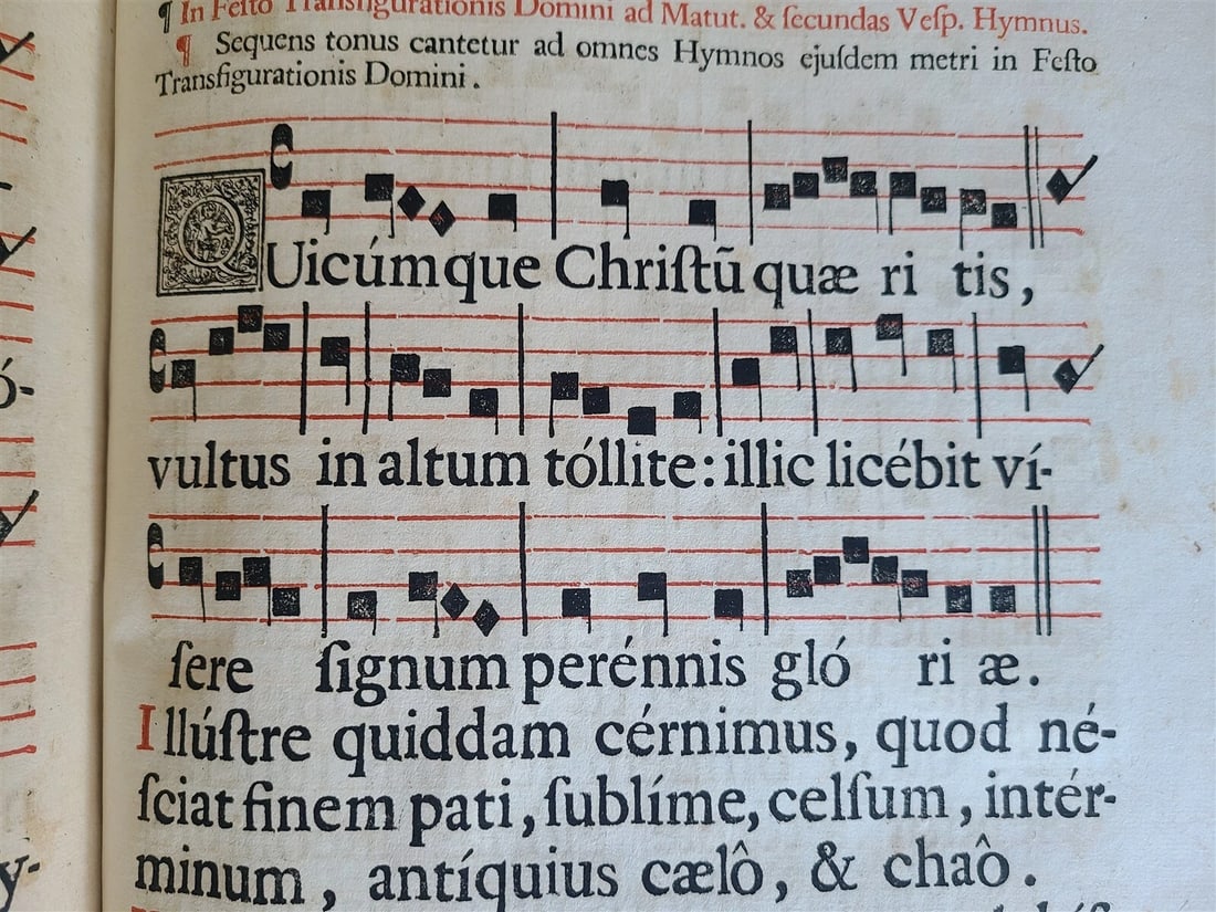 1756 CHORAL PSALTER IMPRESSIVE LARGE PIGSKIN FOLIO w/ METAL FITTINGS antique 16" - 19