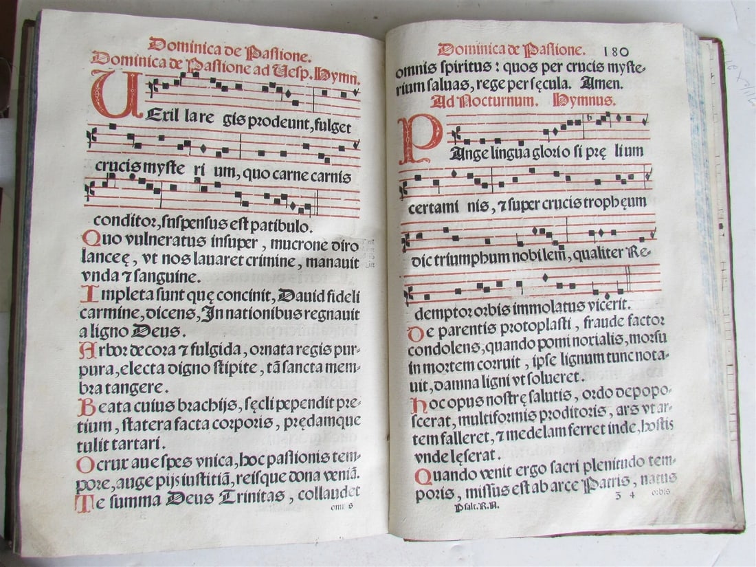 1621 PSALTERIUM ROMANUM antique MISSAL ANTIPHONAL FOLIO 11x6" w/ musical notes - 6