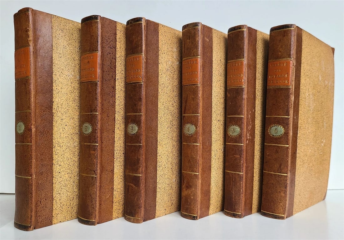 1817 3 VOYAGES of CAPTAIN COOK 6 vols ILLUSTRATED w/ WORLD MAP antique in FRENCH - 2