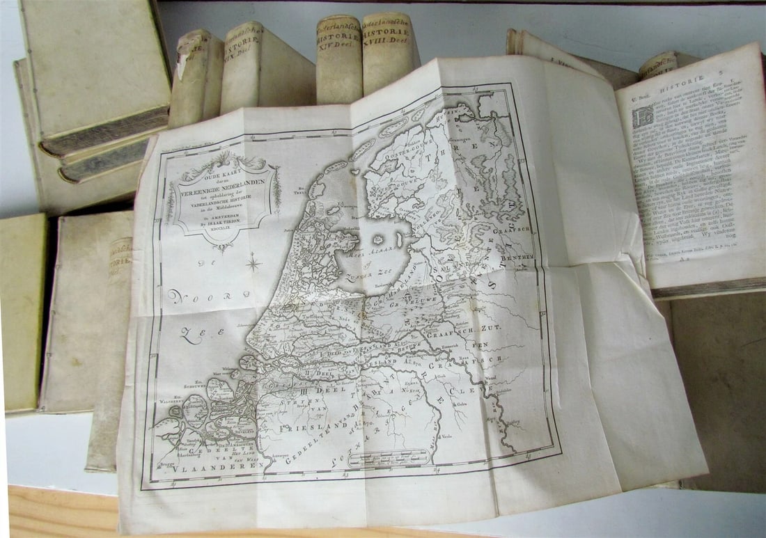 1749-59 21 volumes NETHERLANDS HISTORY ILLUSTRATED antique VELLUM BOUND - 3