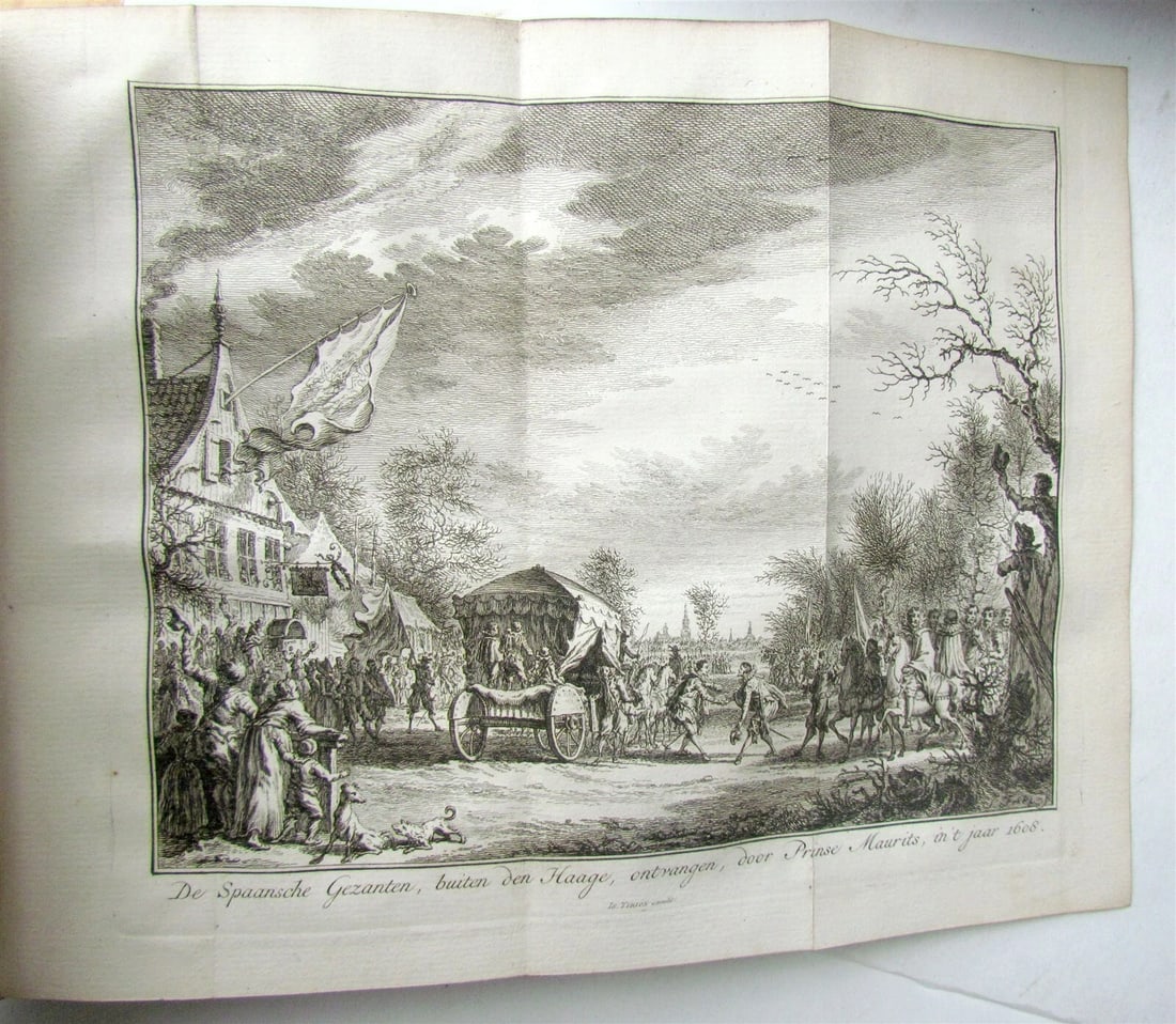 1749-59 21 volumes NETHERLANDS HISTORY ILLUSTRATED antique VELLUM BOUND - 8