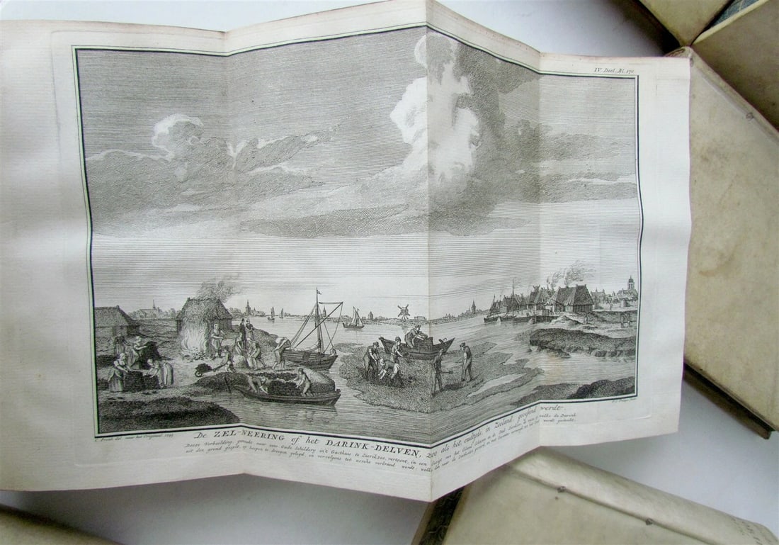 1749-59 21 volumes NETHERLANDS HISTORY ILLUSTRATED antique VELLUM BOUND - 9