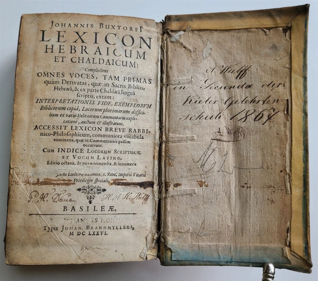 1676 J. BUXTORF Lexicon Hebraicum & Chaldaicum JUDAICA antique VELLUM BINDING - 3