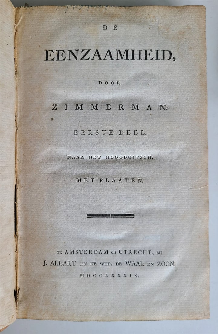 1789-92 PHILOSOPHY by J. ZIMMERMAN in DUTCH antique 4 VOLUMES illustrated - 2