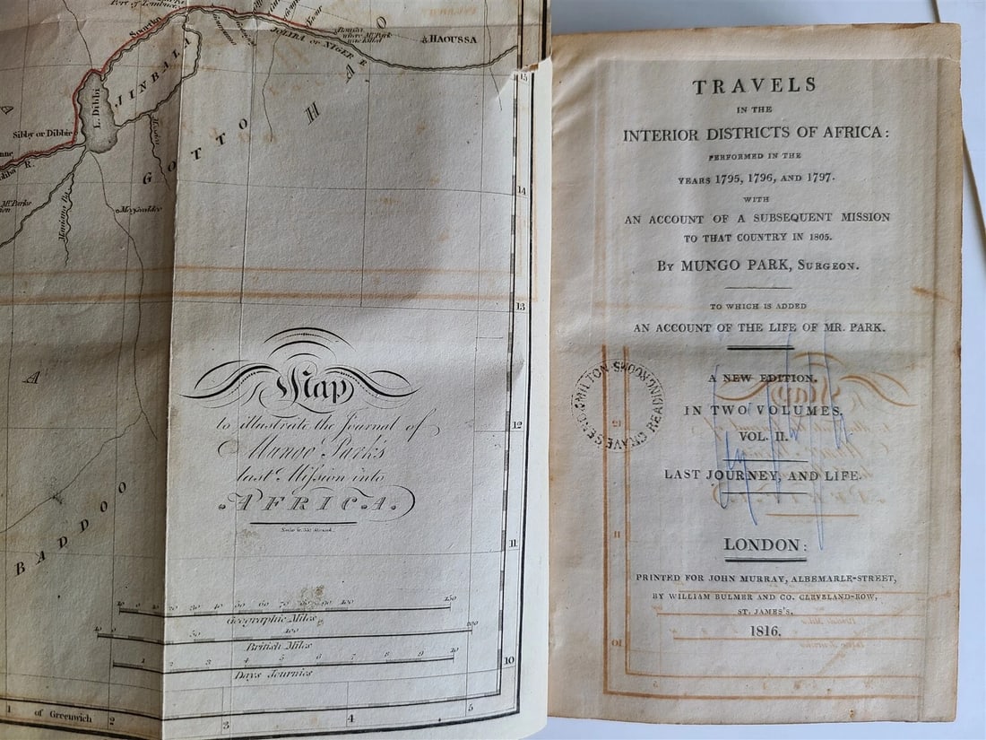 1800 MUNGO PARK TRAVELS to AFRICA 2 VOLS w/ MAP antique in ENGLISH - 3