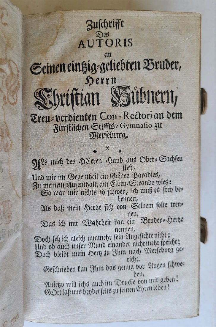 1743 JOHANN HUBNERS GERMAN POETRY antique HANDTOOLED PIGSKIN Poetisches Handbuch - 6