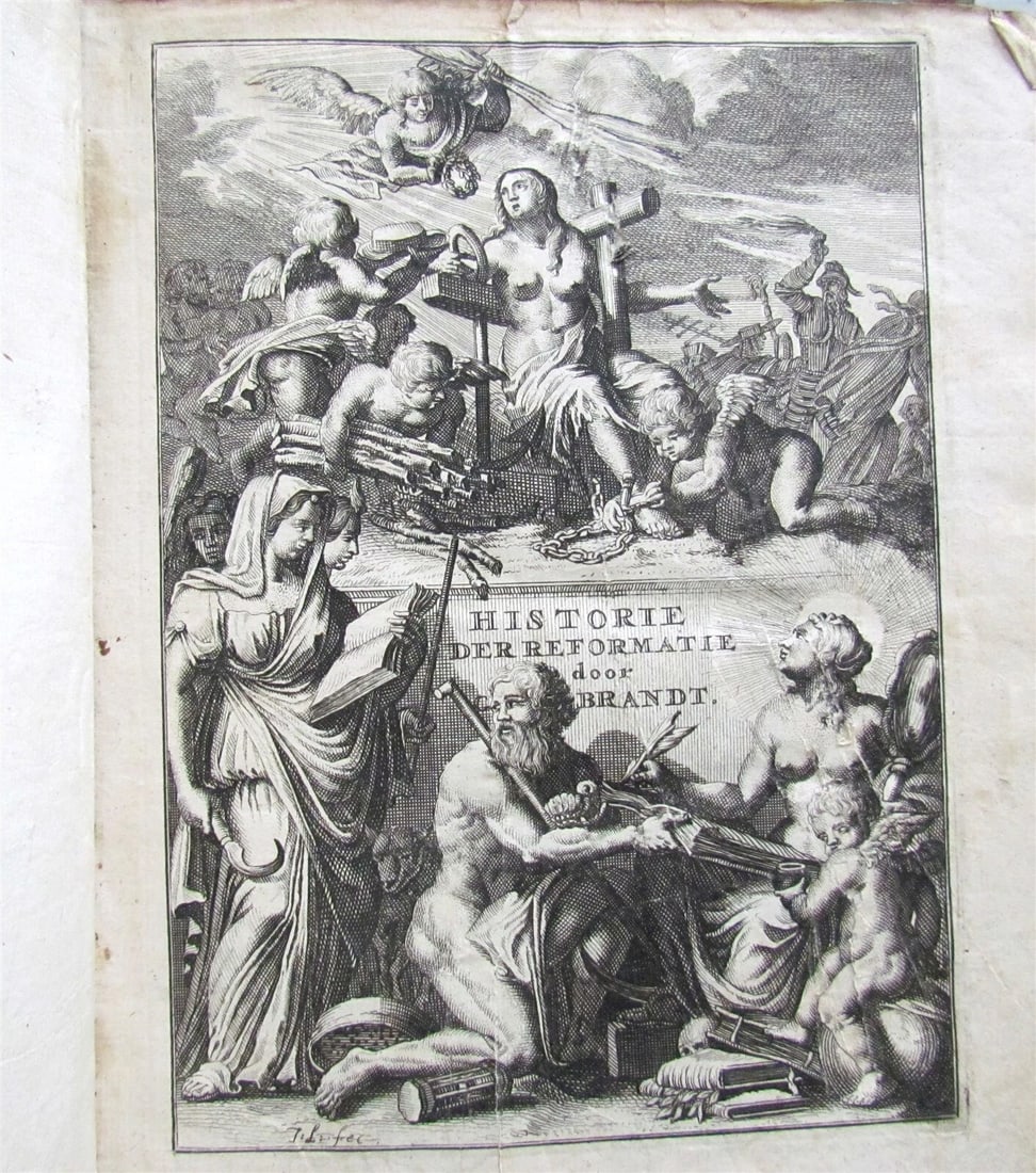 1674 HISTORY of REFORMATION by G. BRANDT 4 VOLUMES VELLUM antique ILLUSTRATED - 9