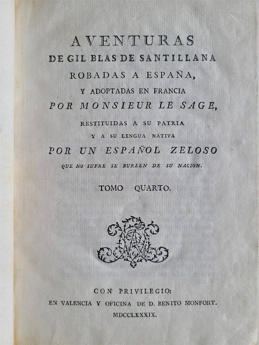 1787-1789 ADVENTURES of GIL BLASS 4 VOLUMES ILLUSTRATED antique in SPANISH - 6