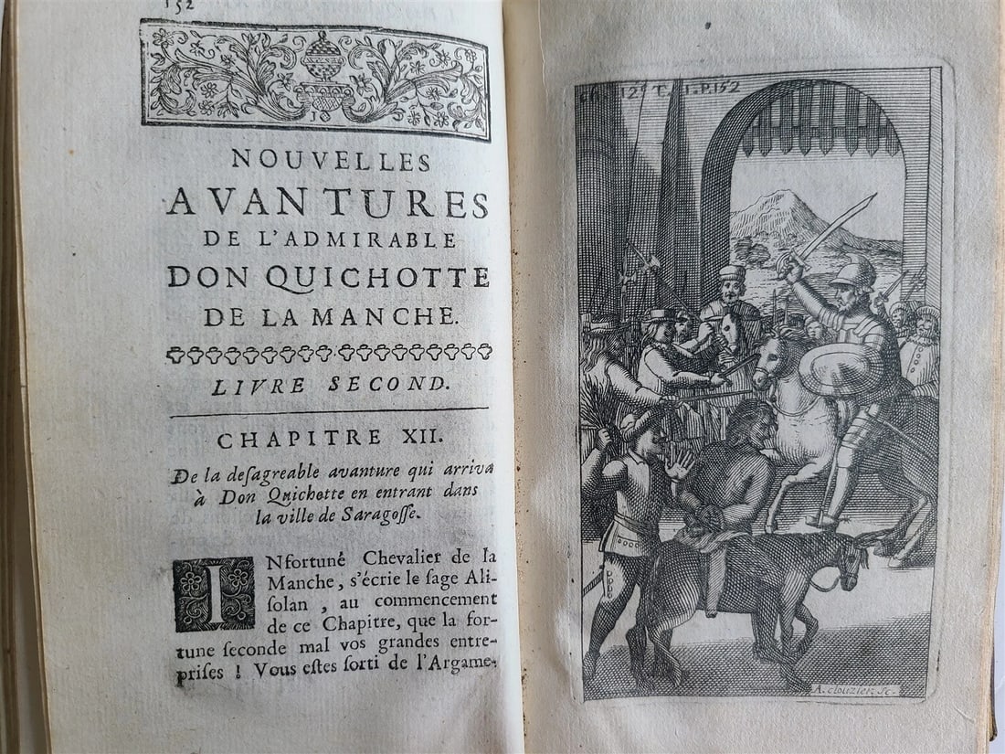 1716 DON QUIXOTE DE LA MANCHE 2 VOLS antique ILLUSTRATED RARE FRENCH EDITION - 11