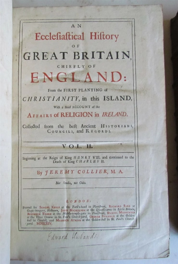 1714 2 vol Ecclesiastical history of Great Britain by Collier antique in ENGLISH - 5