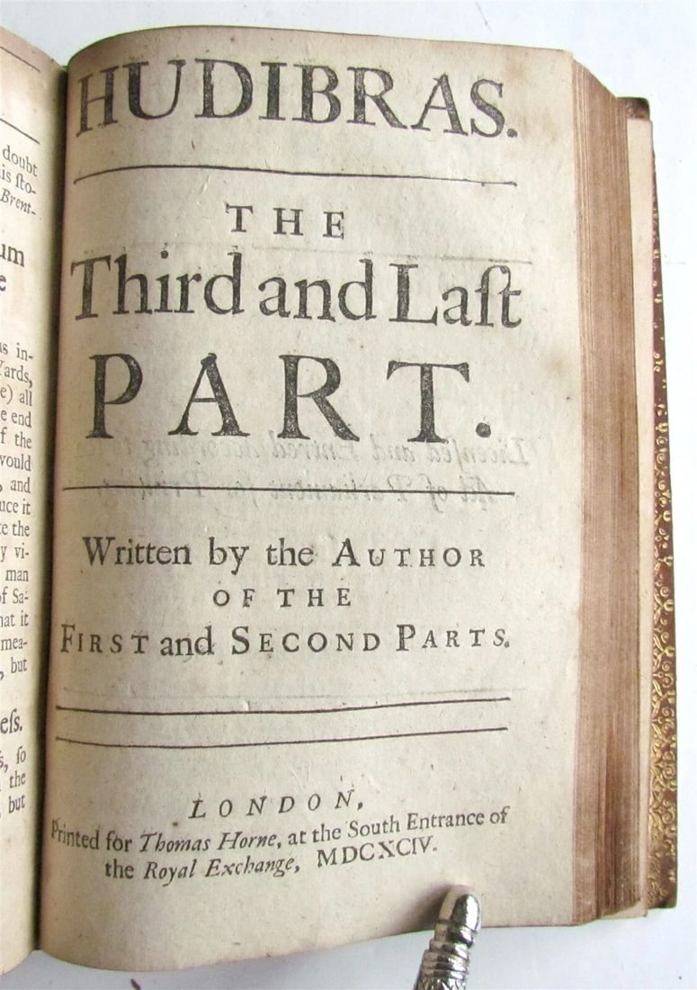 1694 HUDIBRAS Written in the time of Late Wars by SAMUEL BUTLER antique ENGLISH - 6