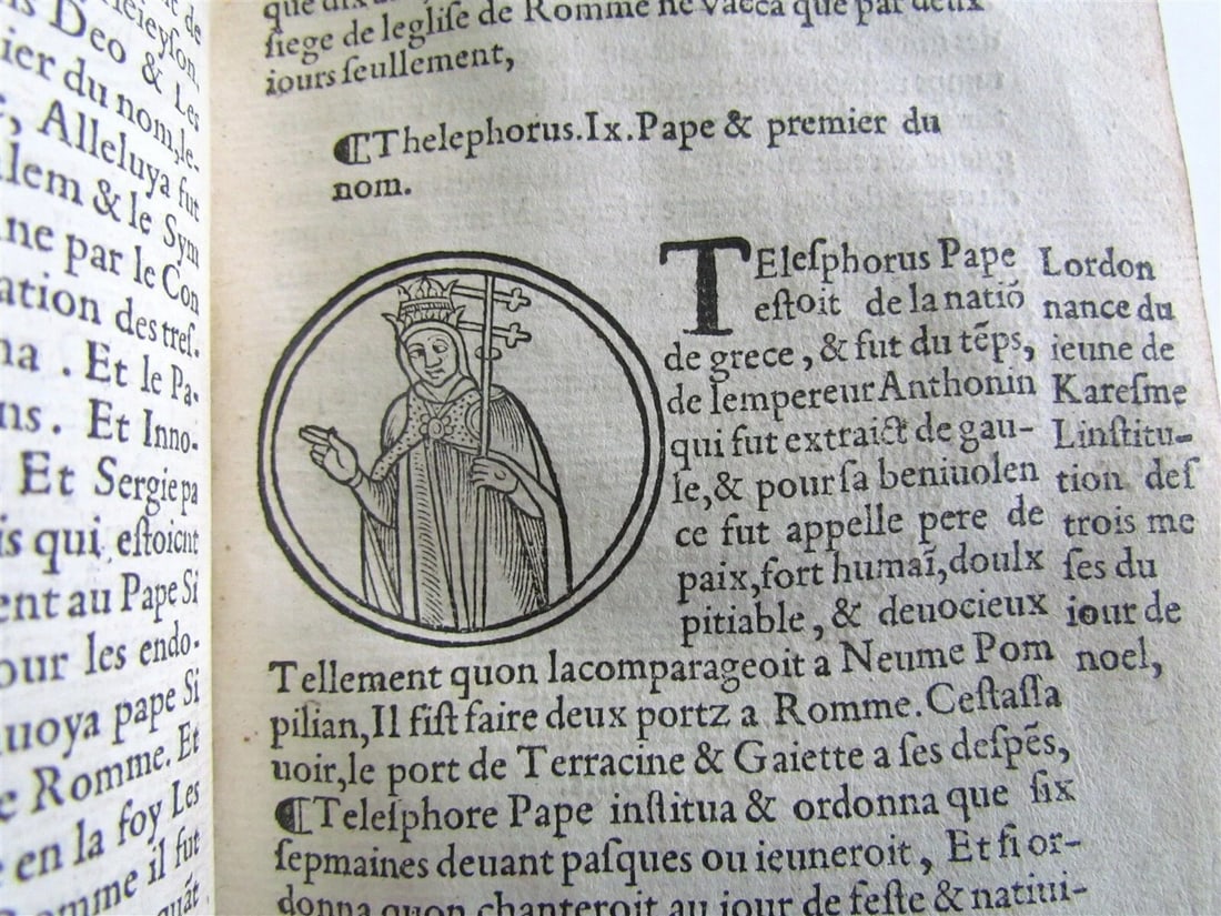 1544 ILLUSTRATED PAPAL CHRONICLE ANTIQUE Platina’s Vitae pontificum VELLUM BOUND - 7