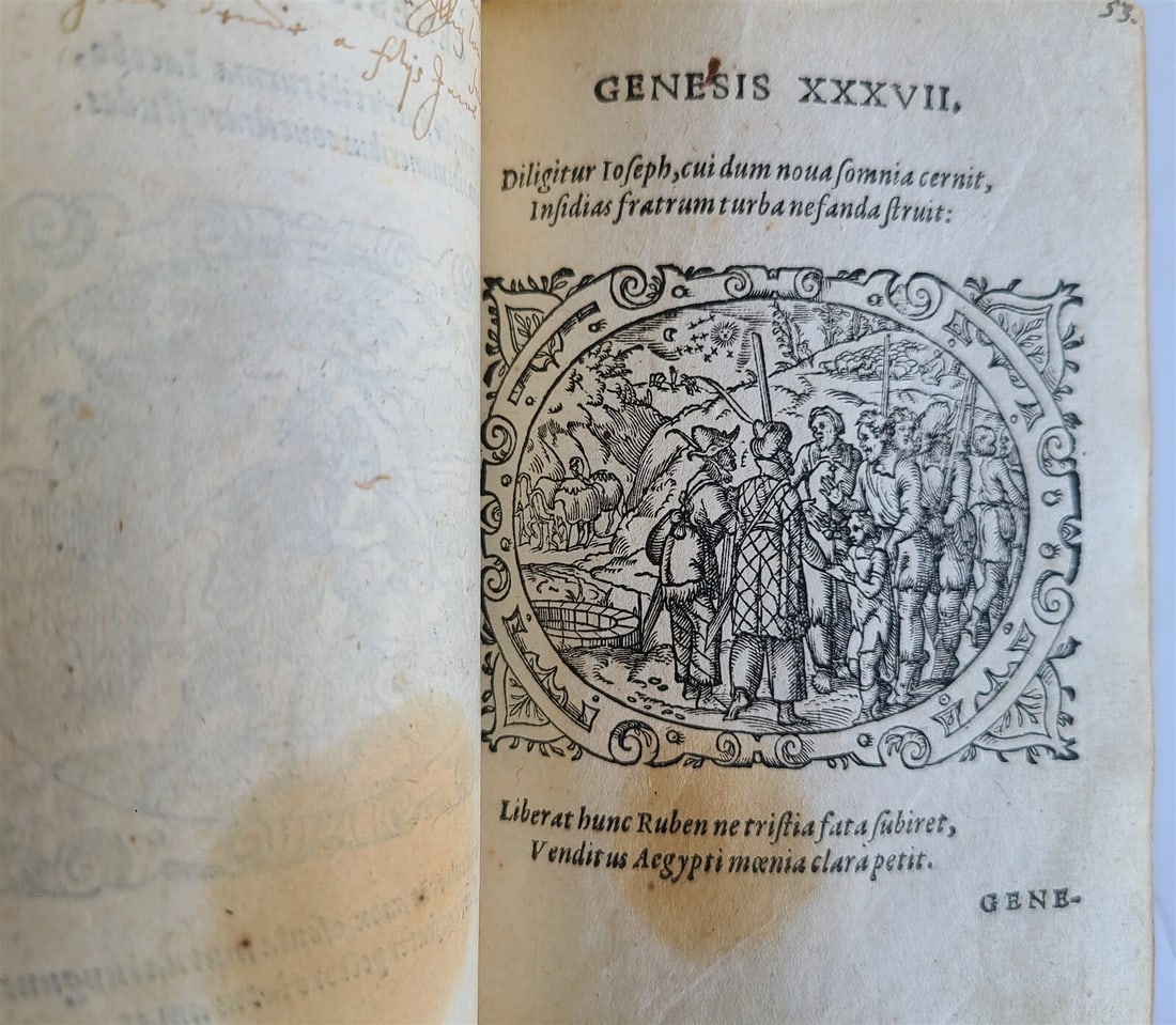 1571 PICTURE BIBLE antique ILLUSTRATED w/ 200 WOODCUTS by JOST AMMAN RARE 16th C - 9