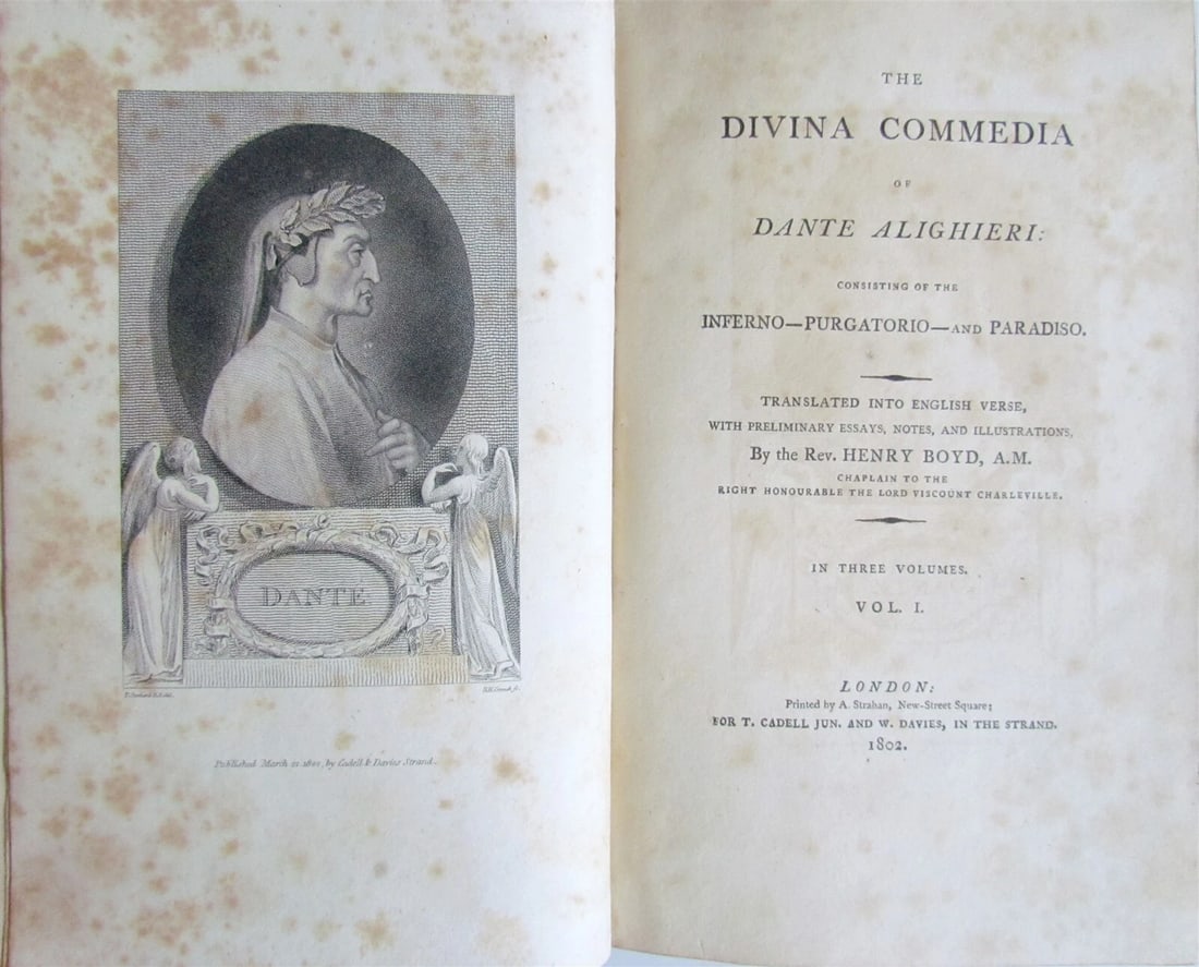 1802 DIVINA COMMEDIA of Dante Alighieri 1st ENGLISH EDITION antique 3 VOLUMES - 2