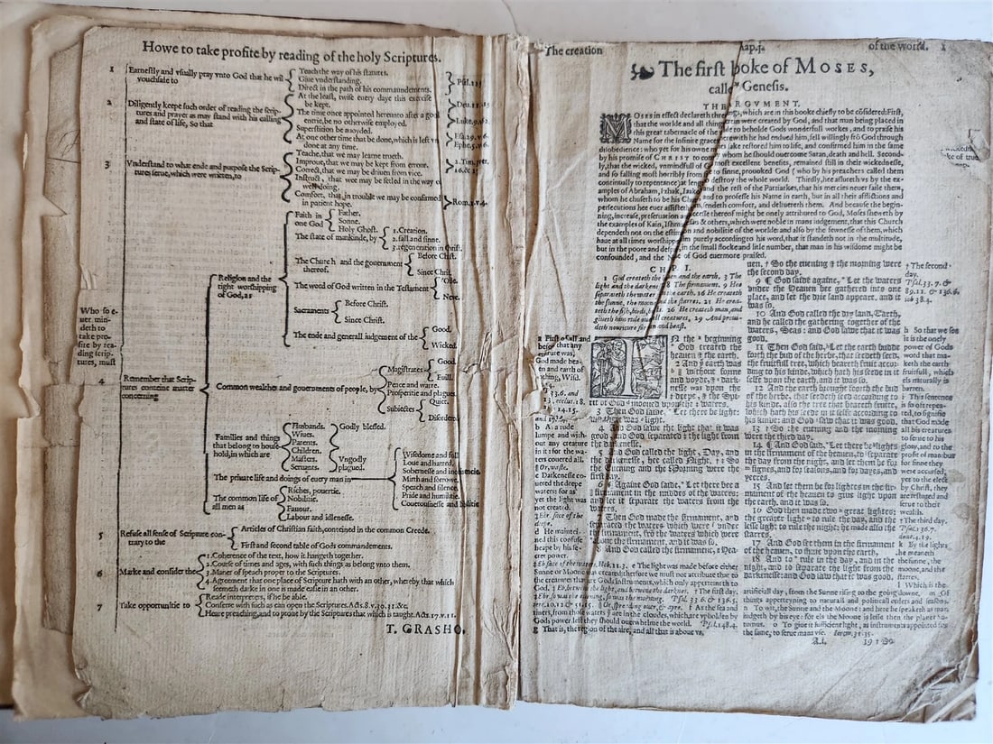 1594 BIBLE in ENGLISH antique Old & New Testament CHRISTOPHER BARKER 16th cent. - 6