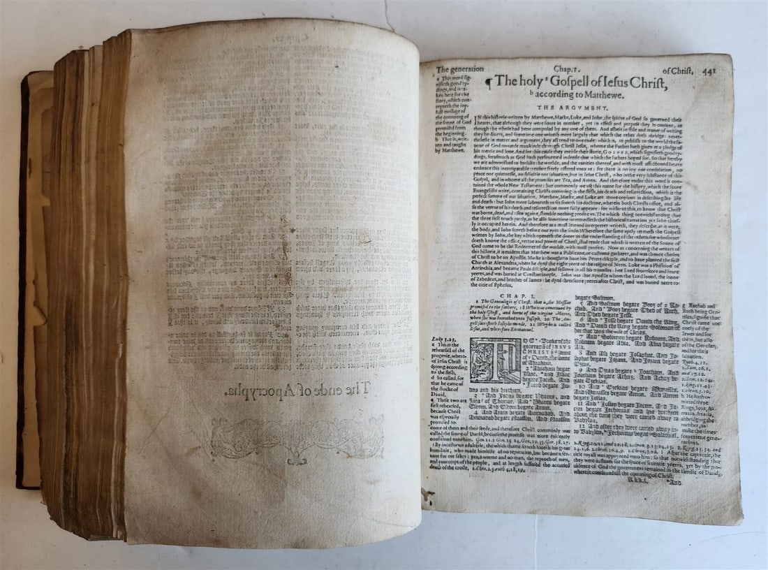 1594 BIBLE in ENGLISH antique Old & New Testament CHRISTOPHER BARKER 16th cent. - 9