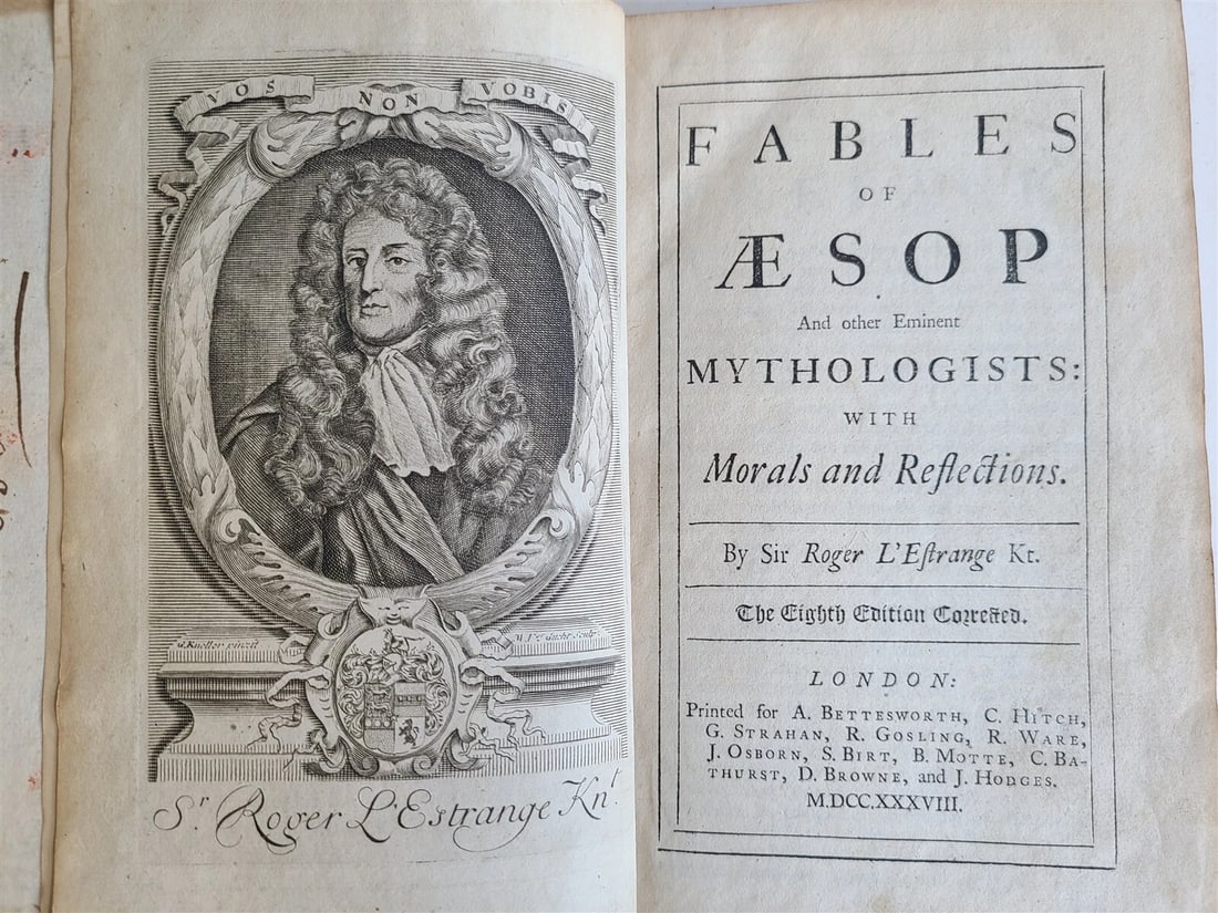 1738 AESOP FABLES by Sir Roger L'Estrange antique in ENGLISH - 2