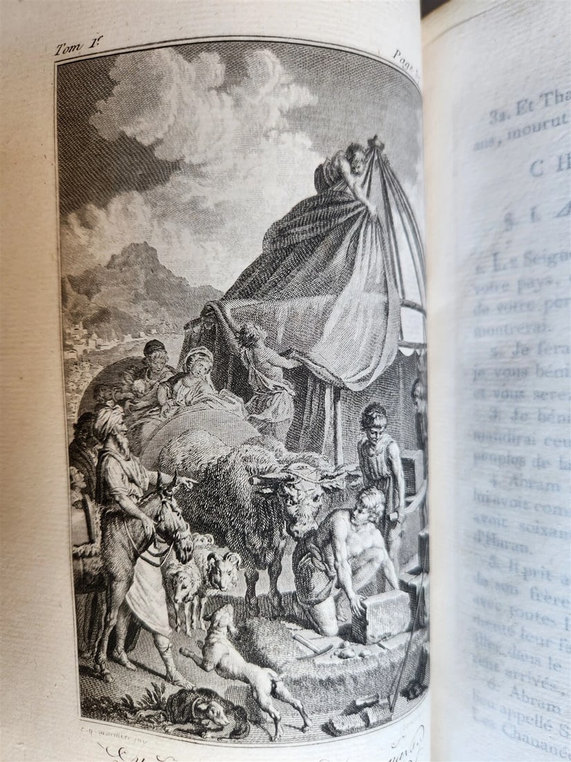 1789 BIBLE in FRENCH ILLUSTRATED w/ 300 PLATES 12 VOLUMES SET antique - 14