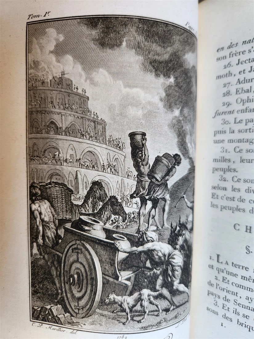 1789 BIBLE in FRENCH ILLUSTRATED w/ 300 PLATES 12 VOLUMES SET antique - 15