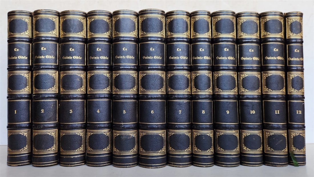 1789 BIBLE in FRENCH ILLUSTRATED w/ 300 PLATES 12 VOLUMES SET antique (1 of 20)