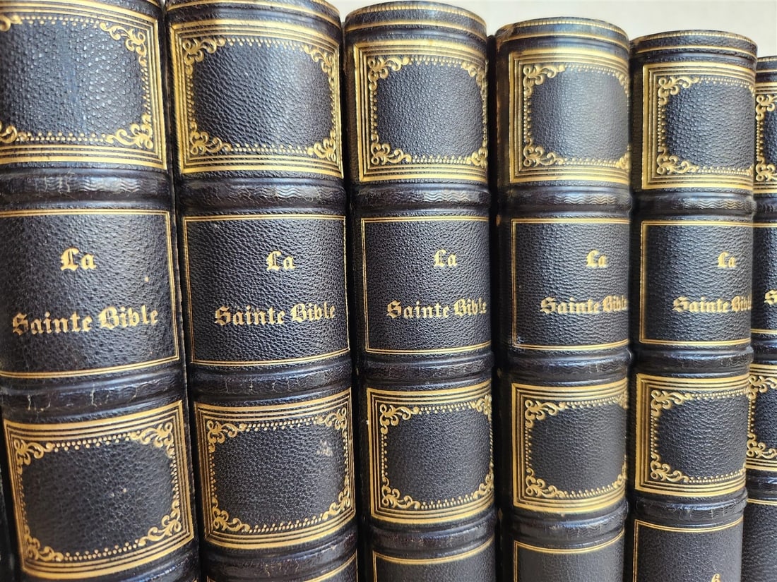 1789 BIBLE in FRENCH ILLUSTRATED w/ 300 PLATES 12 VOLUMES SET antique - 3