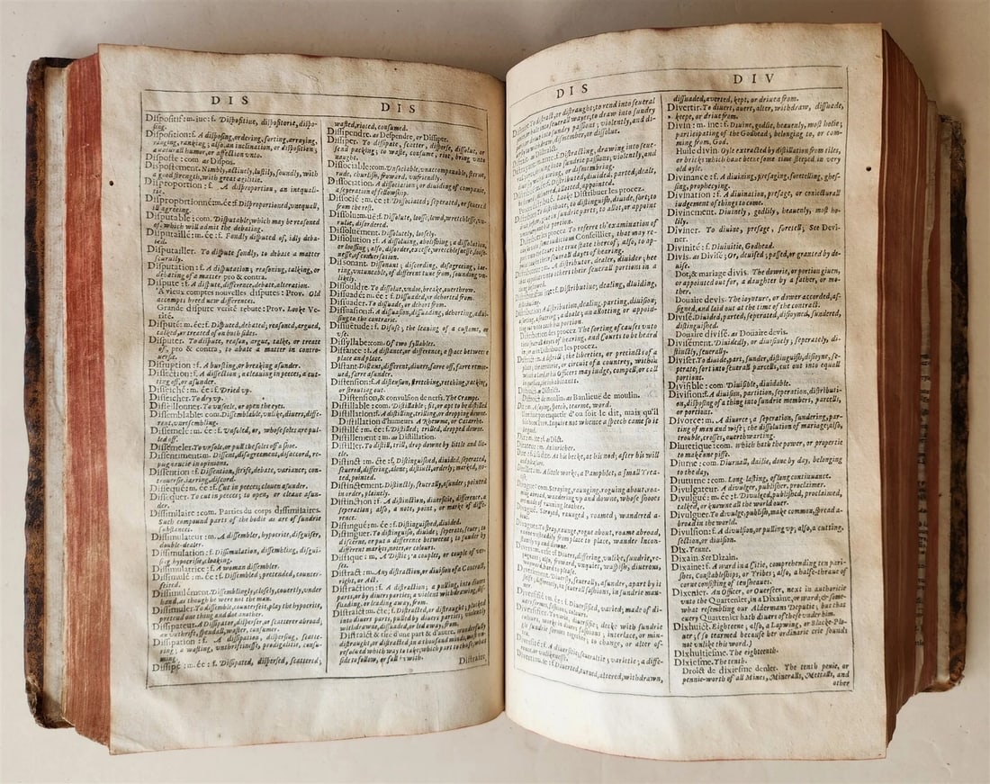 1632 DICTIONARIE of FRENCH & ENGLISH TONGUES by Randle Cotgrave antique ENGLISH - 12