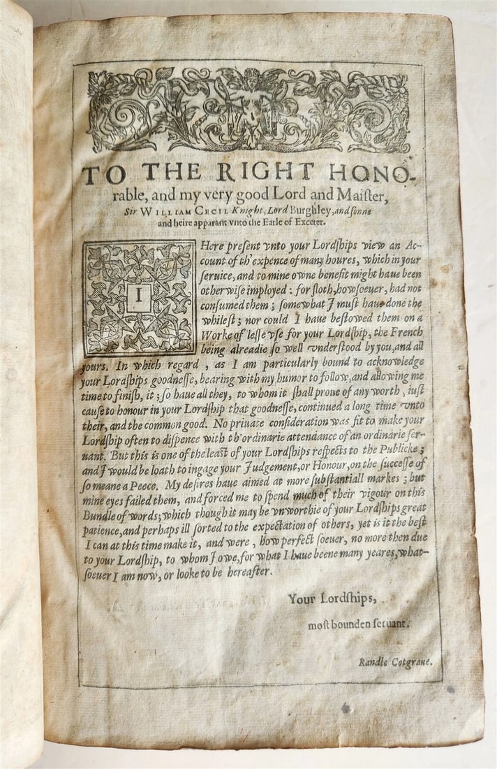 1632 DICTIONARIE of FRENCH & ENGLISH TONGUES by Randle Cotgrave antique ENGLISH - 5