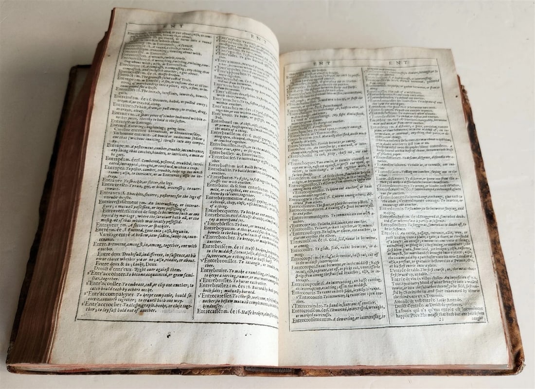 1632 DICTIONARIE of FRENCH & ENGLISH TONGUES by Randle Cotgrave antique ENGLISH - 7