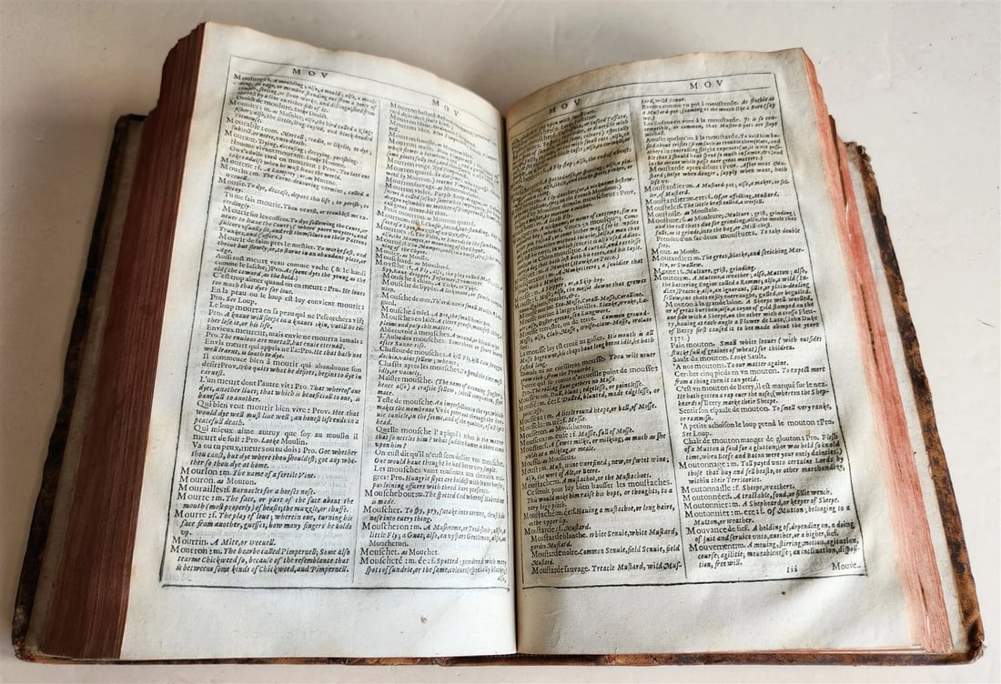 1632 DICTIONARIE of FRENCH & ENGLISH TONGUES by Randle Cotgrave antique ENGLISH - 9