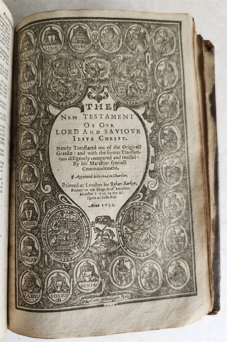 1634 BIBLE in ENGLISH King James antique ORIGINAL BINDING - 2