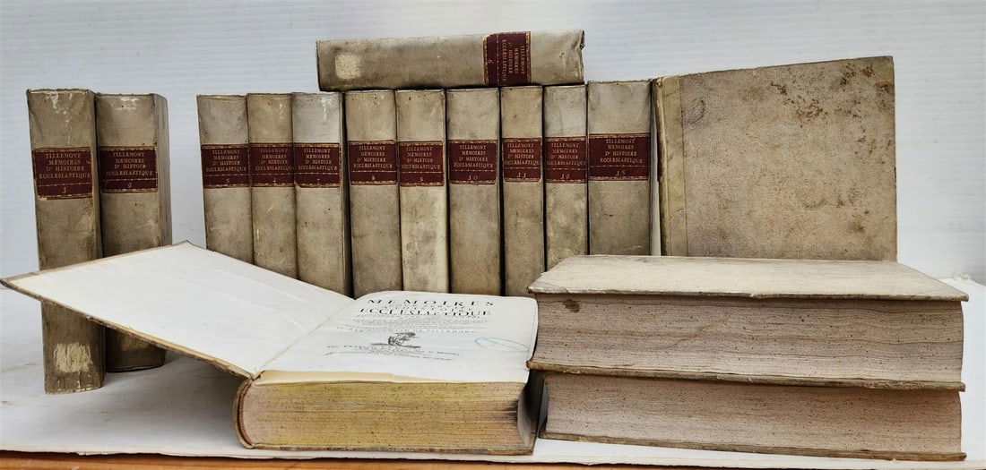 1732 ECCLESIASTICAL HISTORY 16 VELLUM BOUND VOLUMES antique SET - 3