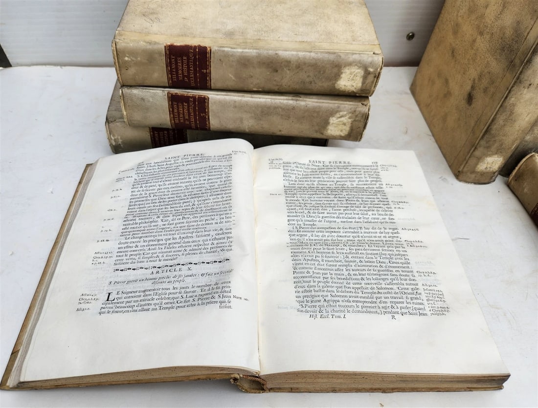 1732 ECCLESIASTICAL HISTORY 16 VELLUM BOUND VOLUMES antique SET - 5