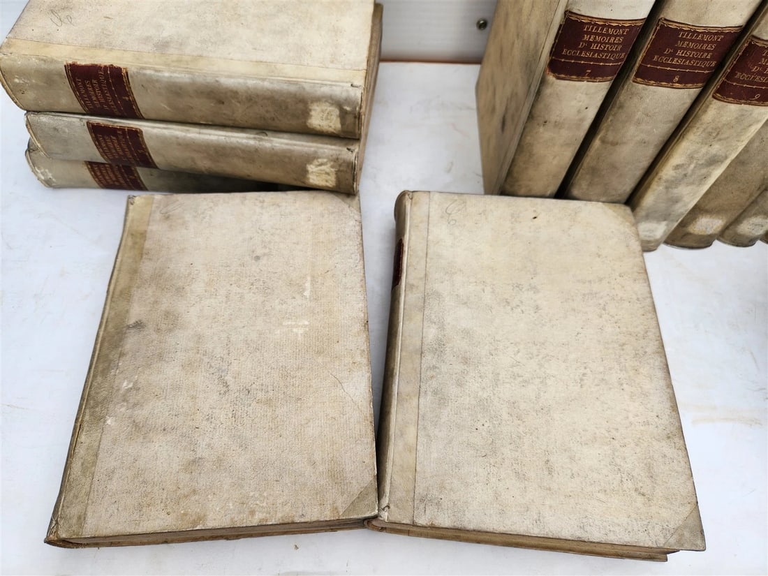 1732 ECCLESIASTICAL HISTORY 16 VELLUM BOUND VOLUMES antique SET - 6