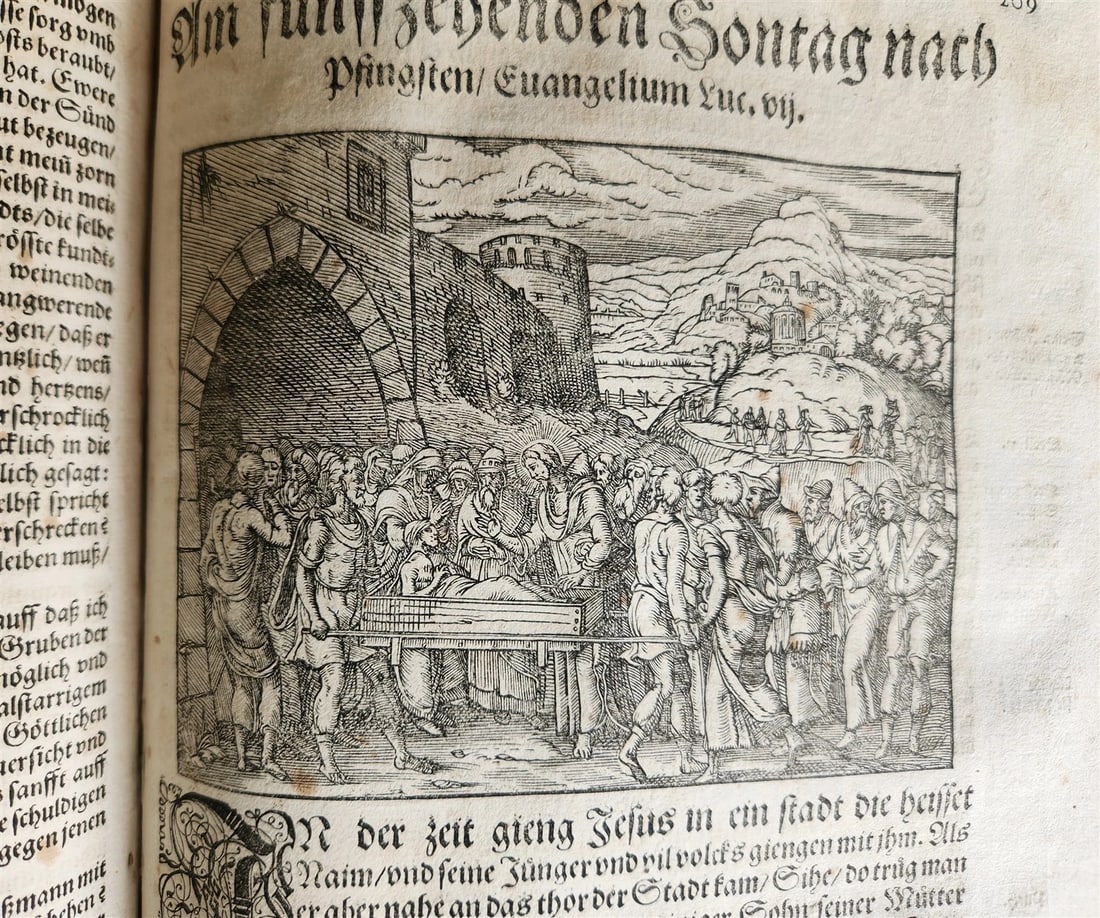 1588 SERMONS by LUIS de GRANADA ILLUSTRATED antique PIGSKIN BOUND FOLIO - 12