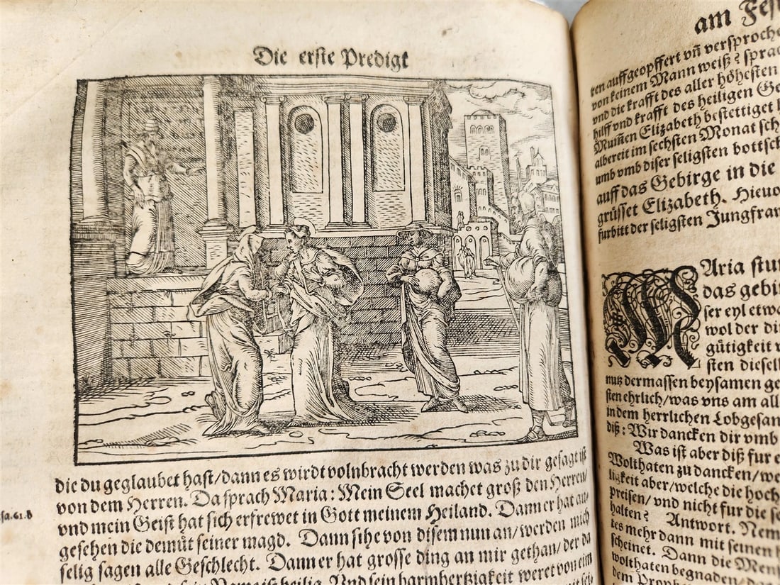 1588 SERMONS by LUIS de GRANADA ILLUSTRATED antique PIGSKIN BOUND FOLIO - 16