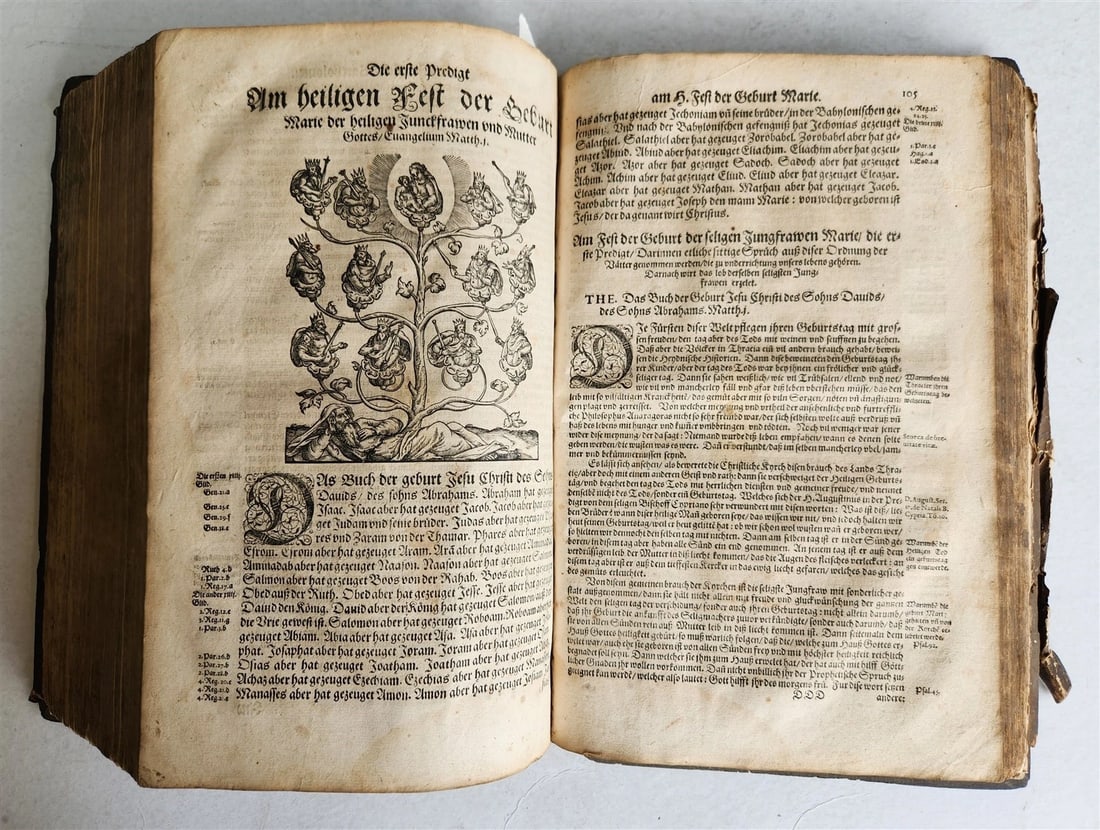 1588 SERMONS by LUIS de GRANADA ILLUSTRATED antique PIGSKIN BOUND FOLIO - 17