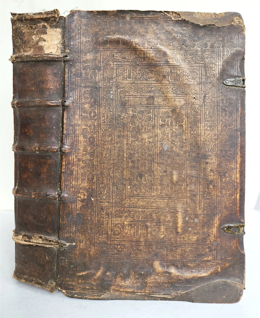 1588 SERMONS by LUIS de GRANADA ILLUSTRATED antique PIGSKIN BOUND FOLIO - 2
