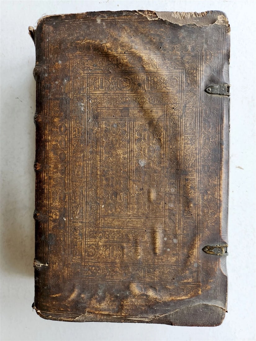 1588 SERMONS by LUIS de GRANADA ILLUSTRATED antique PIGSKIN BOUND FOLIO - 4