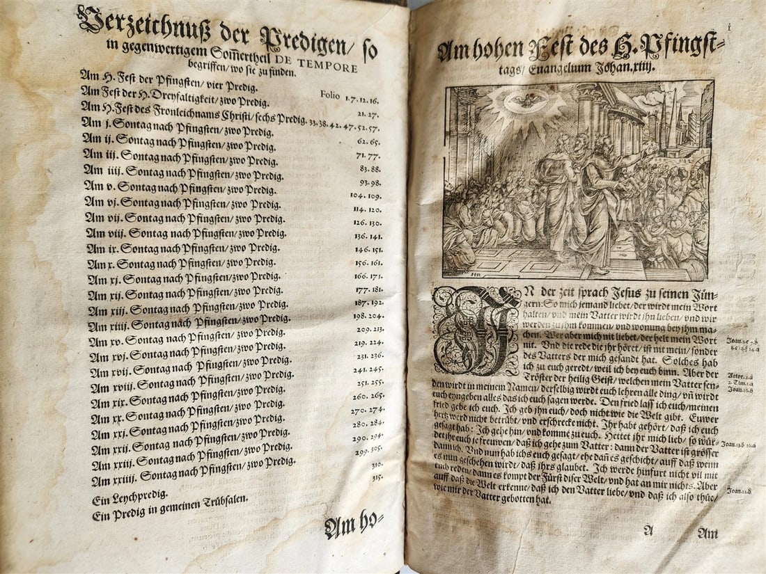 1588 SERMONS by LUIS de GRANADA ILLUSTRATED antique PIGSKIN BOUND FOLIO - 6