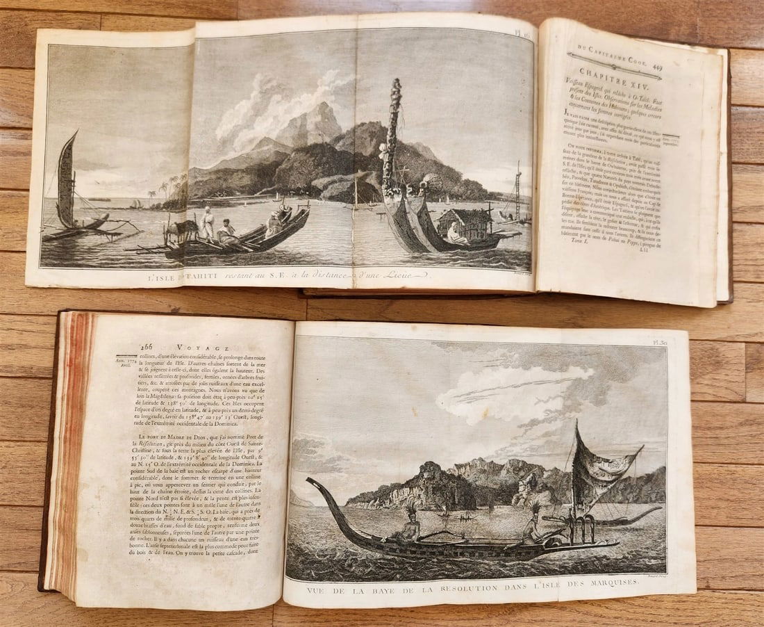 1778 CAPTAIN COOK SECOND VOYAGE 5 VOLUMES antique ILLUSTRATED w/66 PLATES French - 11
